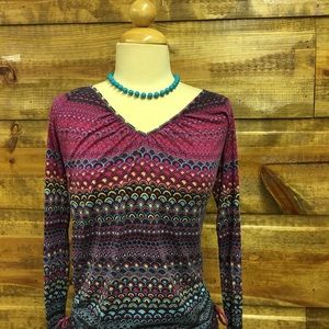 French Connection multicolor v-neck blouse Medium